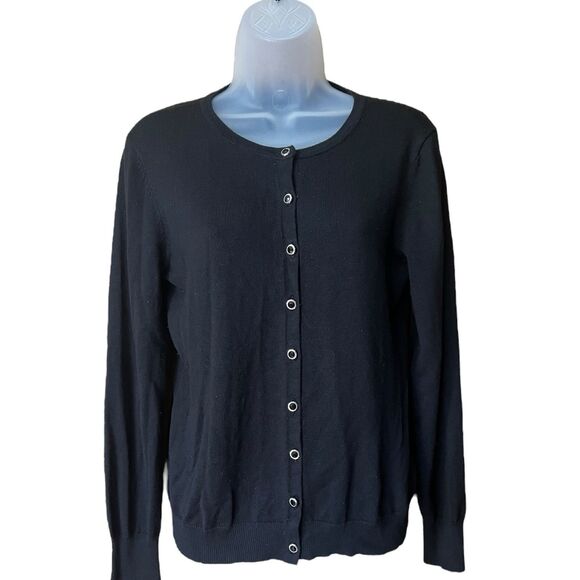 Select + Trend Black Cardigan Sz M Faceted Buttons Twee Dark Academia Classic - Picture 1 of 8